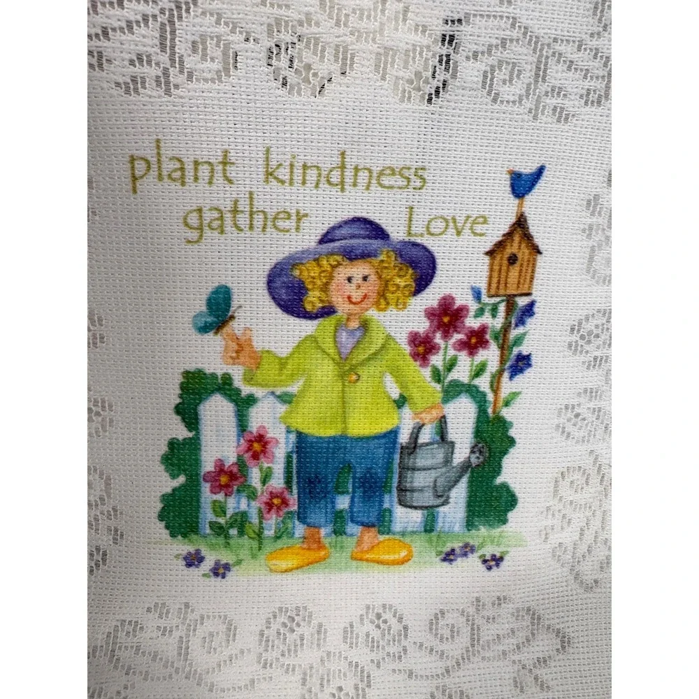 Vintage Heritage Lace Plant Kindness Gather Love Wall Hanging Banner Off-White